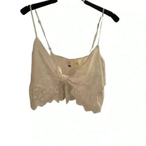 NWT Roxy women’s white eyelet crop top. Ties in front Size Large